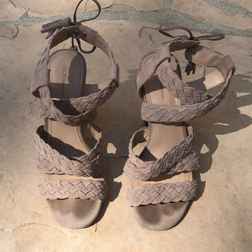 BCBG Tan Leather Heels